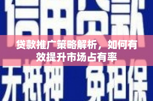 黔西南贷款推广策略解析，如何有效提升市场占有率