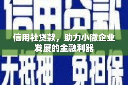 黔西南信用社贷款，助力小微企业发展的金融利器