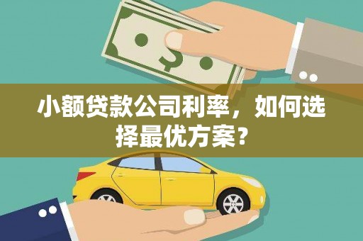 黔西南小额贷款公司利率，如何选择最优方案？