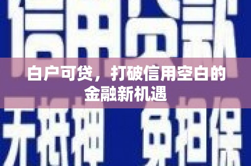 黔西南白户可贷，打破信用空白的金融新机遇