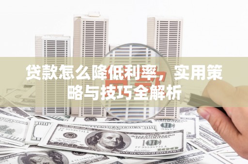 黔西南贷款怎么降低利率，实用策略与技巧全解析