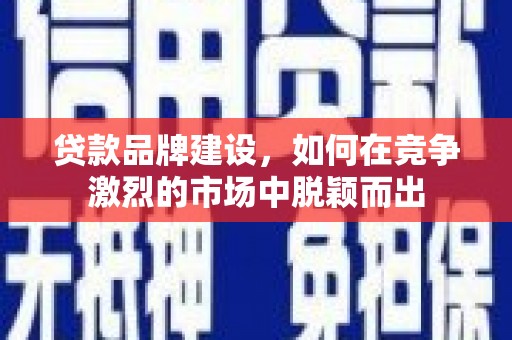 黔西南贷款品牌建设，如何在竞争激烈的市场中脱颖而出