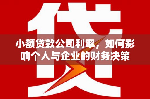 黔西南小额贷款公司利率，如何影响个人与企业的财务决策