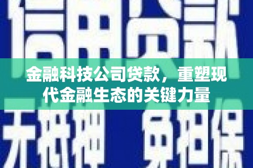 黔西南金融科技公司贷款，重塑现代金融生态的关键力量