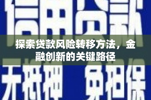 黔西南探索贷款风险转移方法，金融创新的关键路径