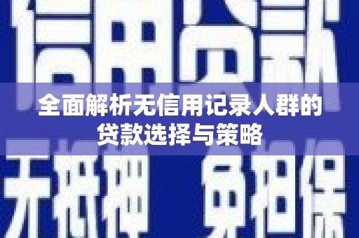 黔西南全面解析无信用记录人群的贷款选择与策略